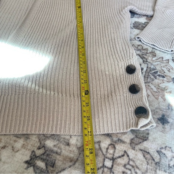 Marled Beige Cardigan with Button Accents - Picture 7 of 9